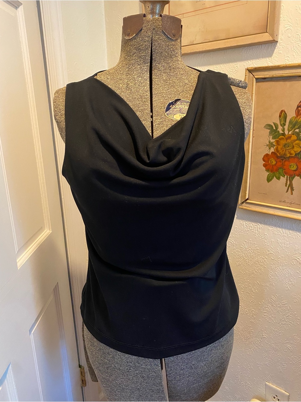 Kenneth Cole Women's Black Drape Neck Sleeveless Top minimalist workwear chic S